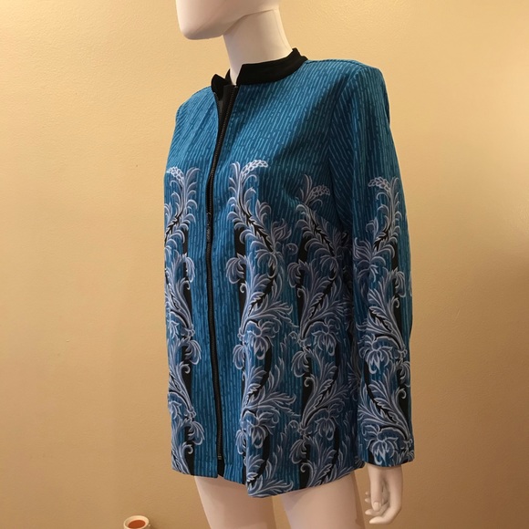 Bob Mackie Wearable Art Jacket Blue Zipper Closure - Picture 10 of 15